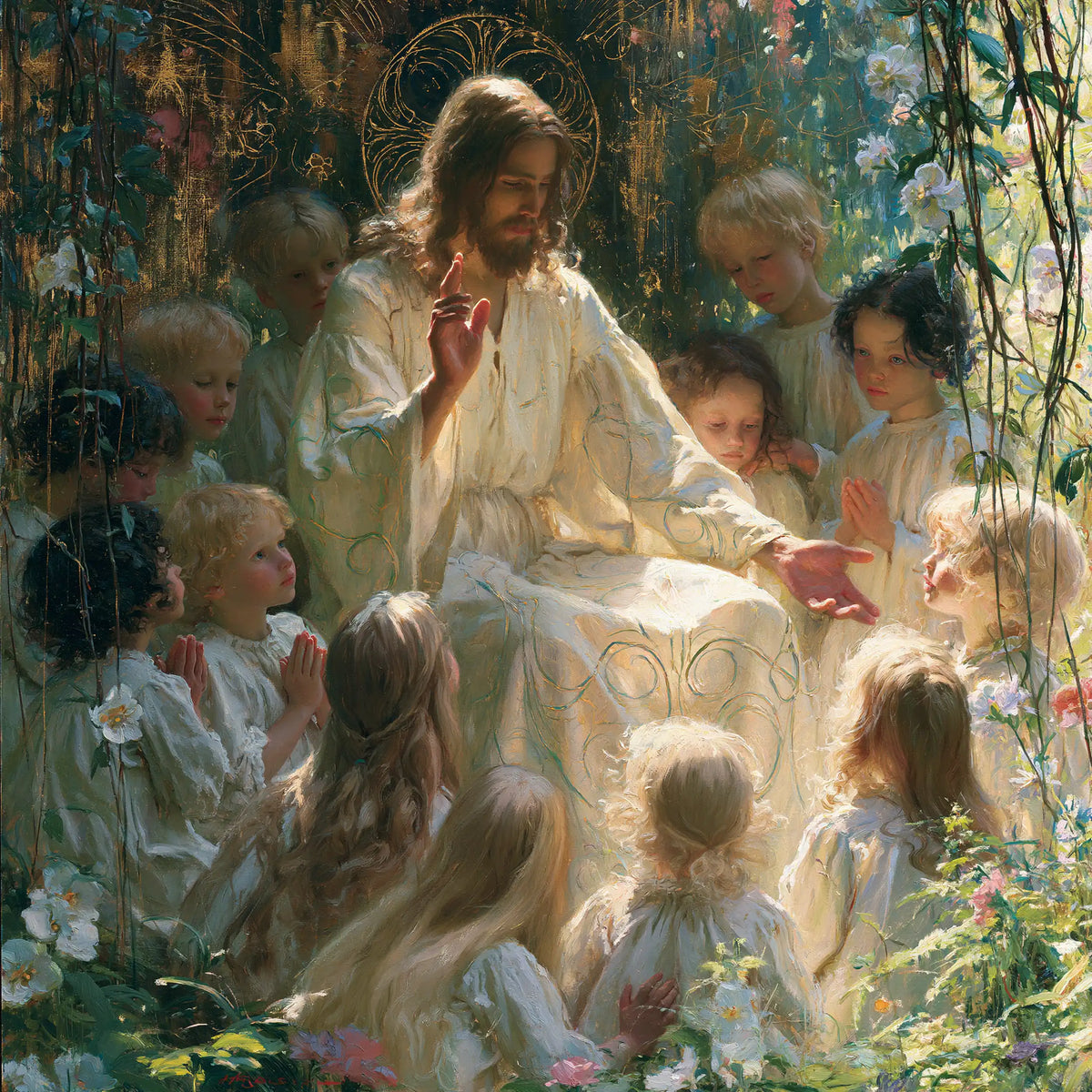 Jésus et les enfants — L’Auréole aux fils concentriques
