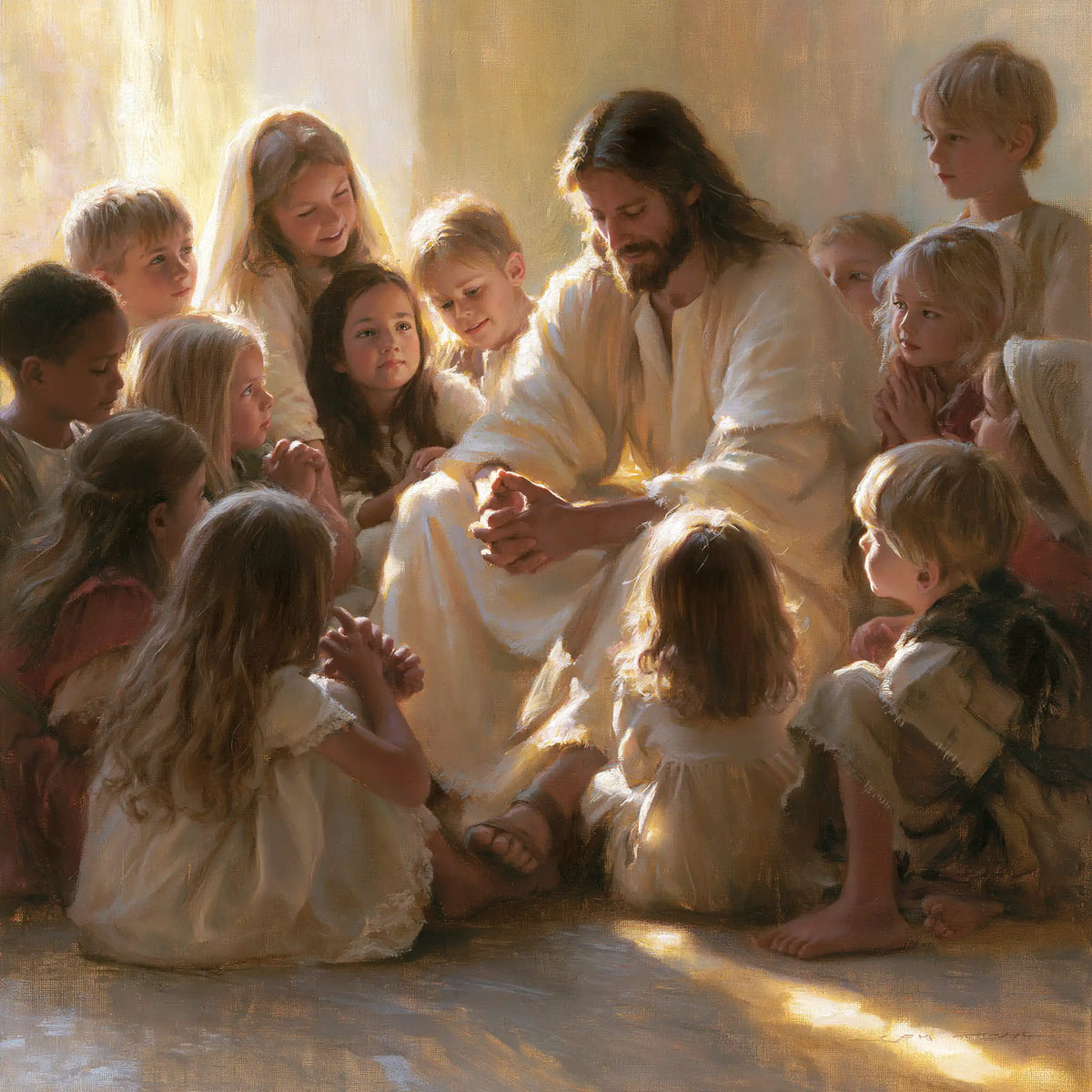 Jésus et les enfants — Le Trait d’or sur la pierre