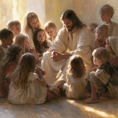 Jésus et les enfants — Le Trait d’or sur la pierre