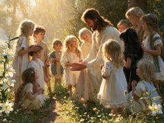 Jésus et les enfants — Le Pas tendre au jardin lumineux