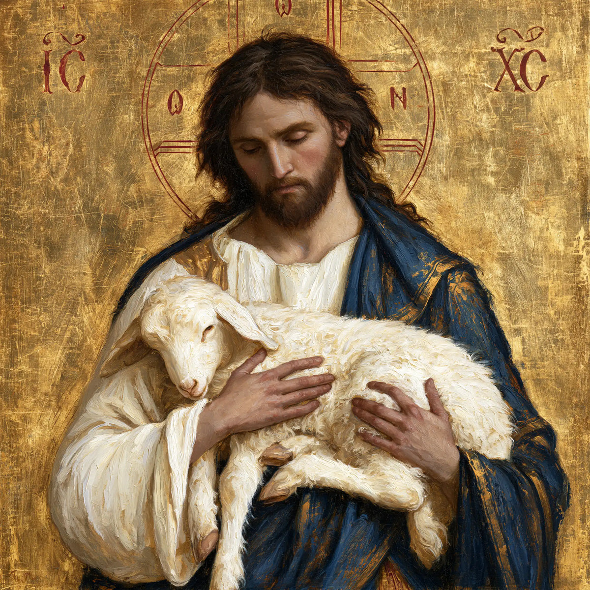 Jesus and the Lamb - Contemporary Byzantine · Square n° 3