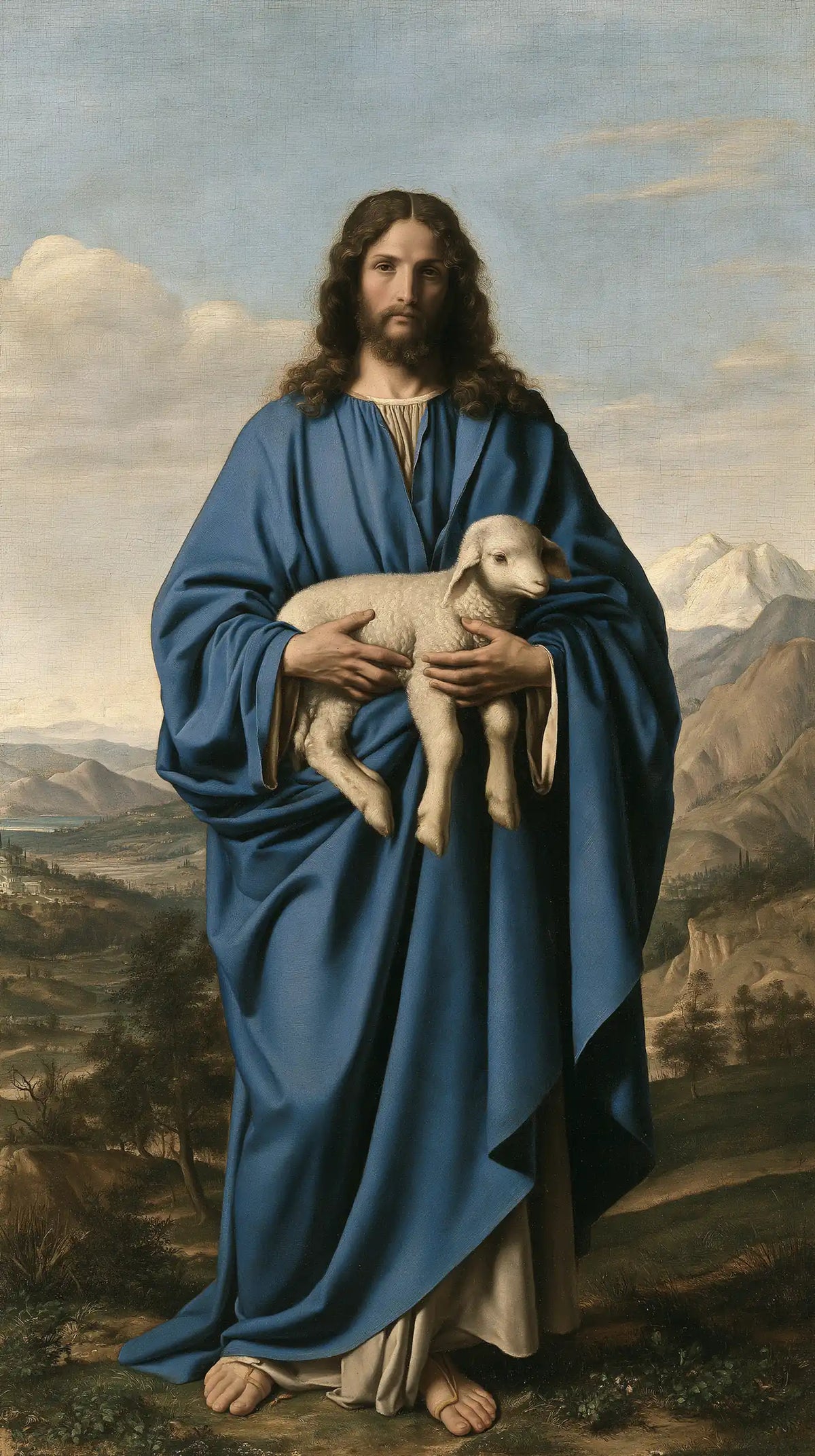 Jésus et l’Agneau — Le Berger dans la longue robe d’azur