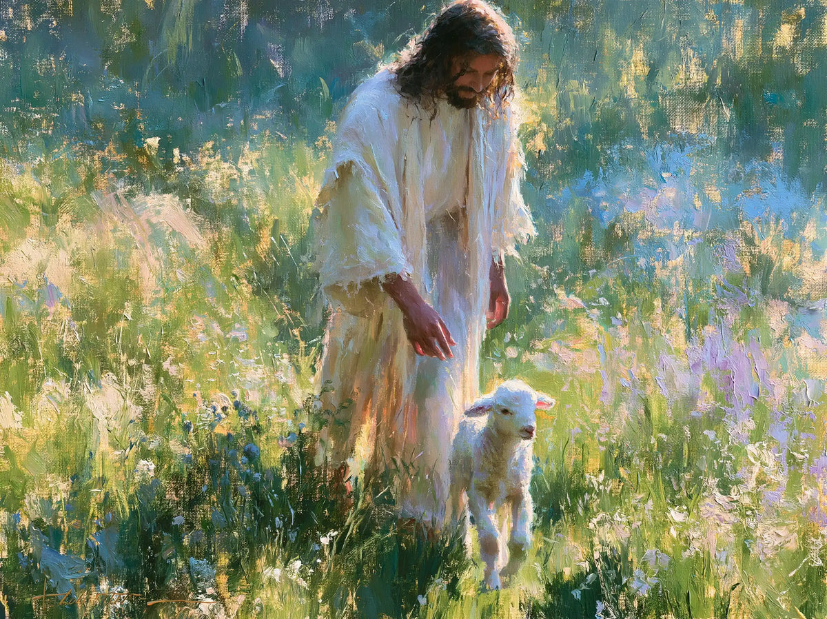 Jésus et l’Agneau — L’Éveil parmi les éclats d’herbe