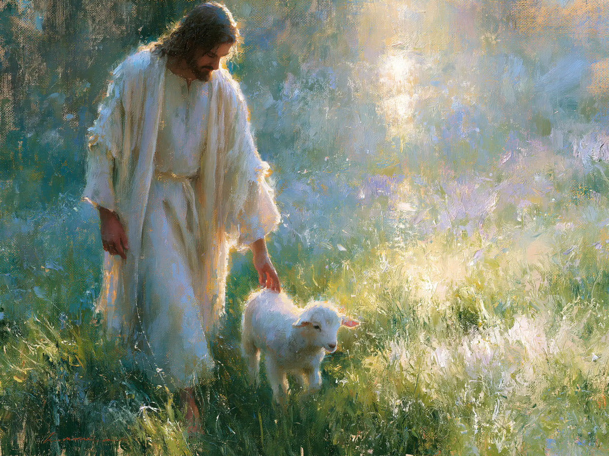 Jésus et l’Agneau — La Main dans le souffle doré