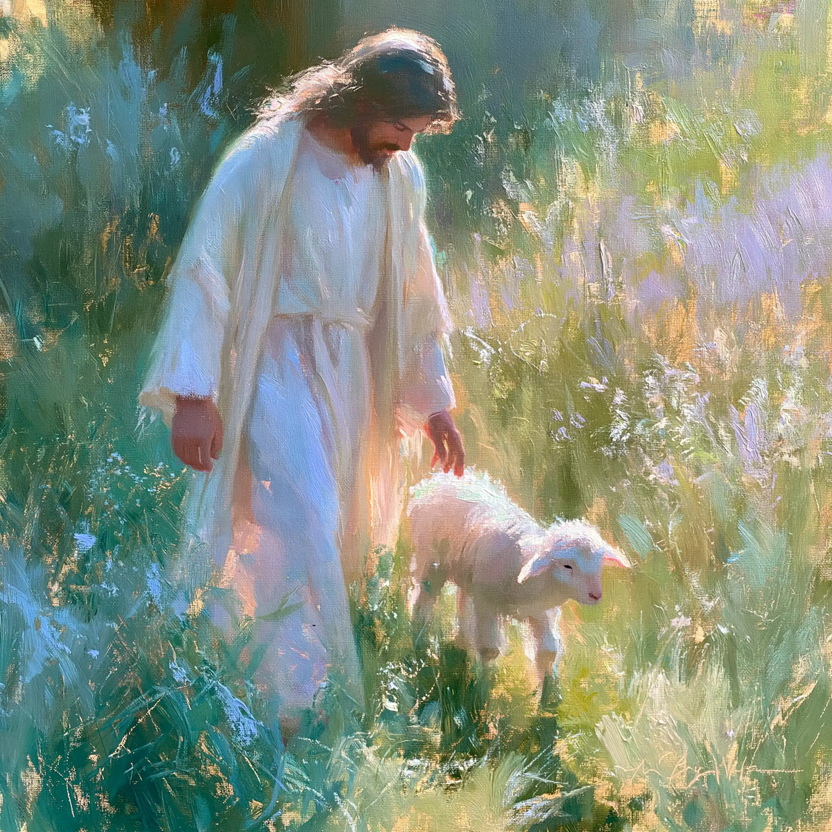 Jésus et l’Agneau — Les Reflets roses de la tendresse