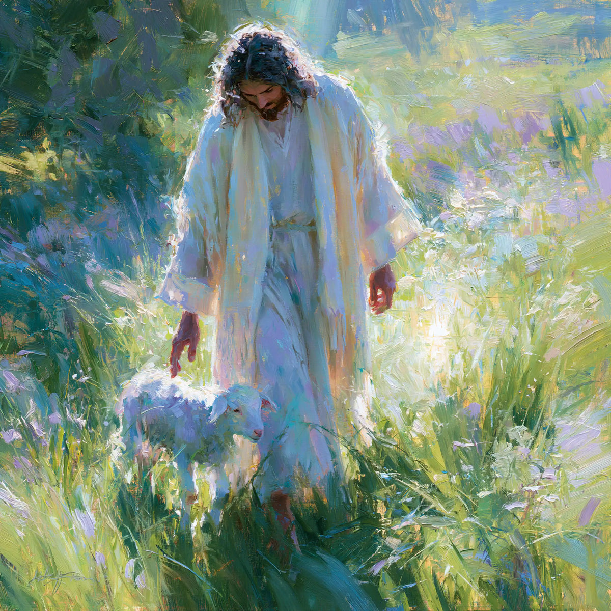 Jésus et l’Agneau — La Robe au fil des ombres fleuries