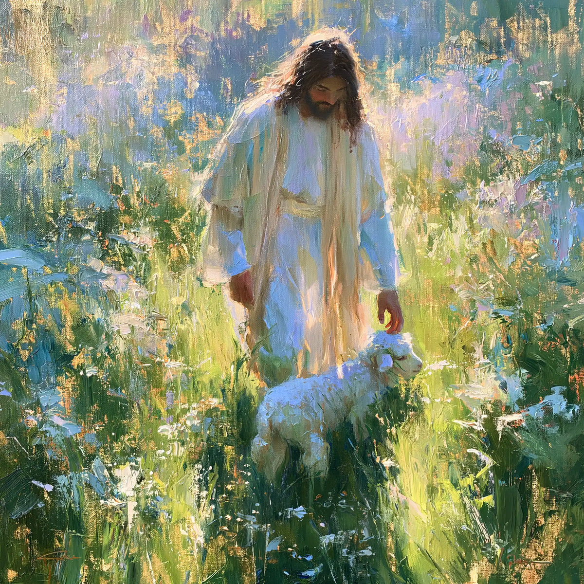 Jésus et l’Agneau — Le Petit Passage entre les fleurs