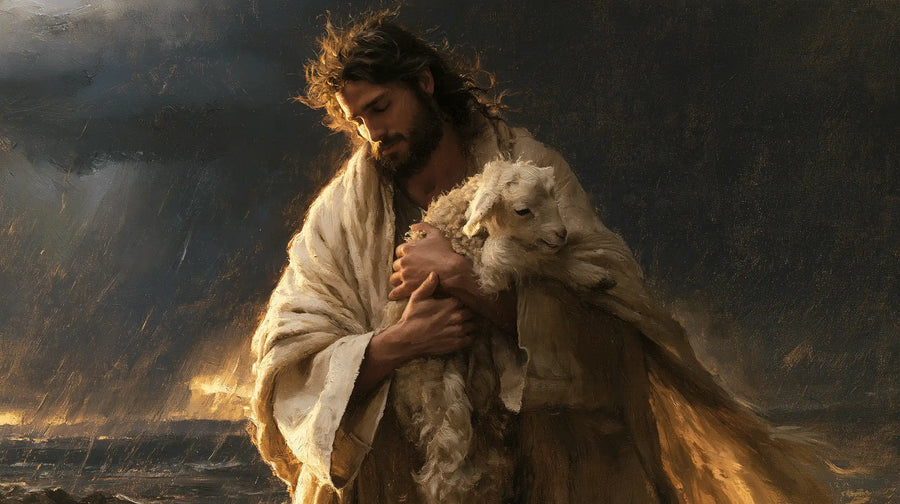 Jesus and the Lamb - Jesus Protecting the Lamb · Landscape n° 12