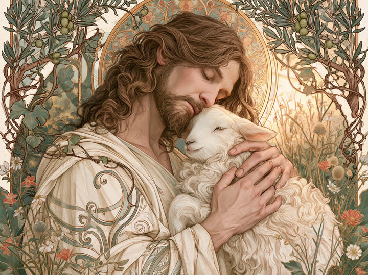Jésus et l’Agneau — La Joue au jardin des tendresses