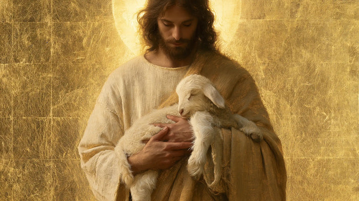 Jésus et l’Agneau — Le Berceau au pli du manteau ocre
