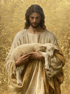 Jésus et l’Agneau — Le Berger aux rayons gravés