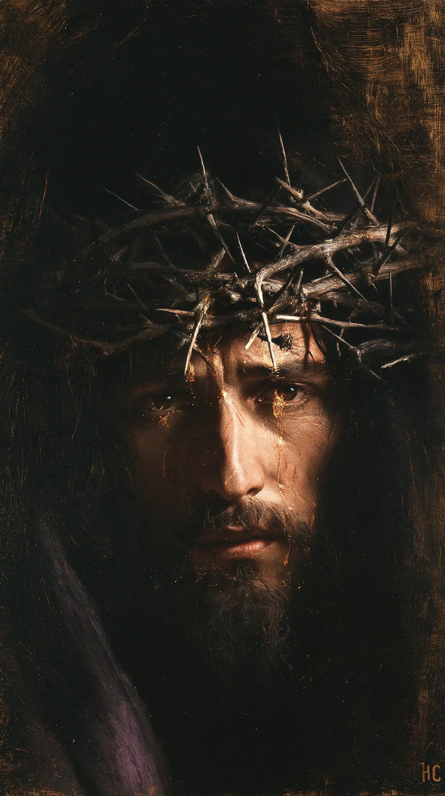 Jesus Crowned with Thorns - Black and Gold · Portrait n° 2