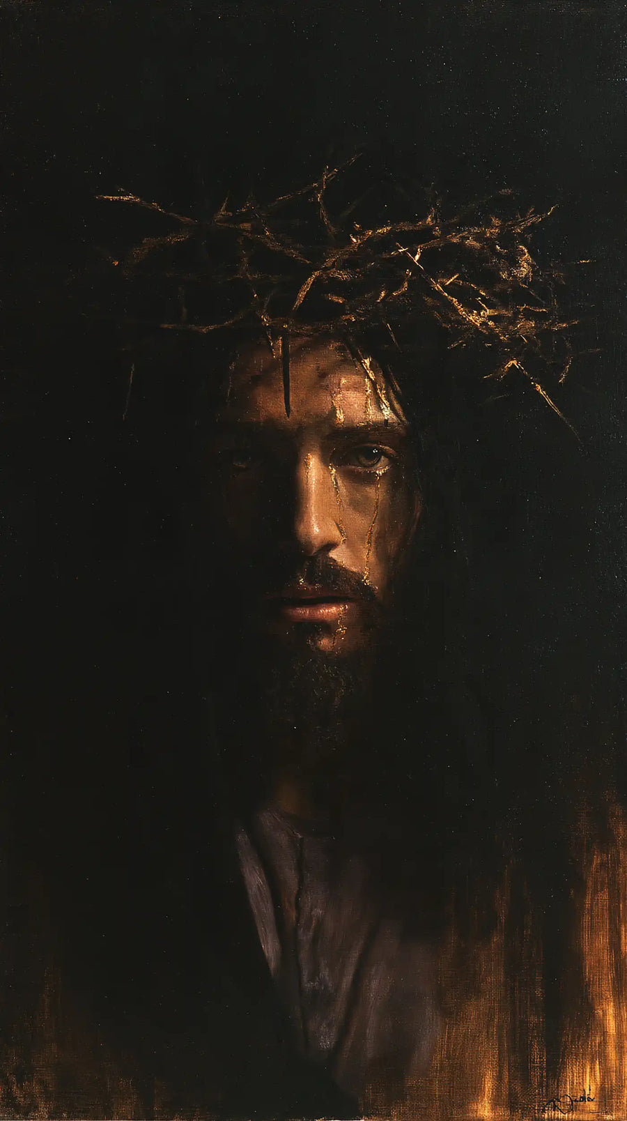 Jesus Crowned with Thorns - Black and Gold · Portrait n° 5