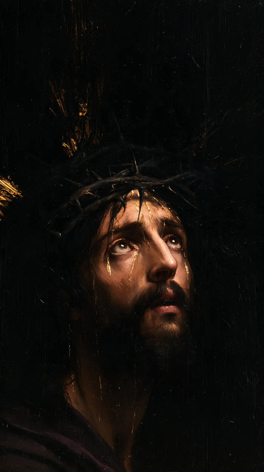 Jesus Crowned with Thorns - Black and Gold · Portrait n° 8