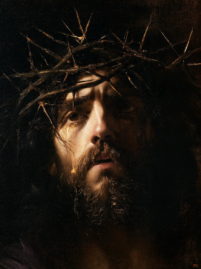 Jésus couronné d’épines — Les Lèvres ouvertes sous les branches