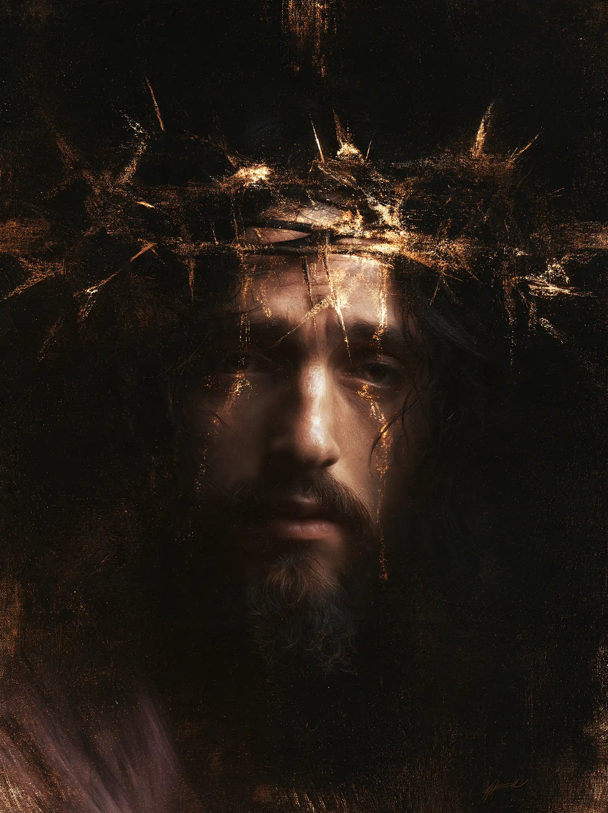 Jésus couronné d’épines — Le Front aux filets de lumière
