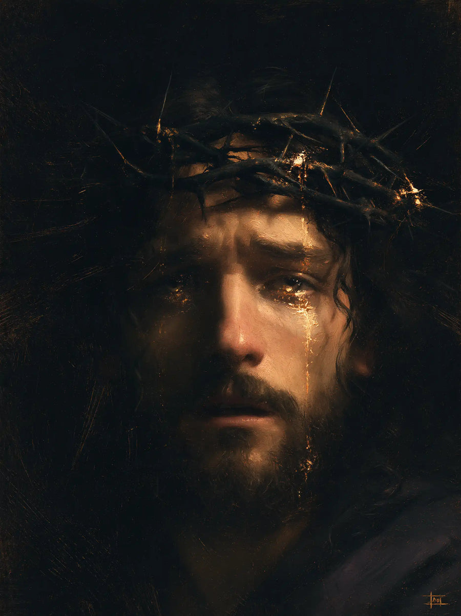 Jesus Crowned with Thorns - Black and Gold · Portrait n° 15