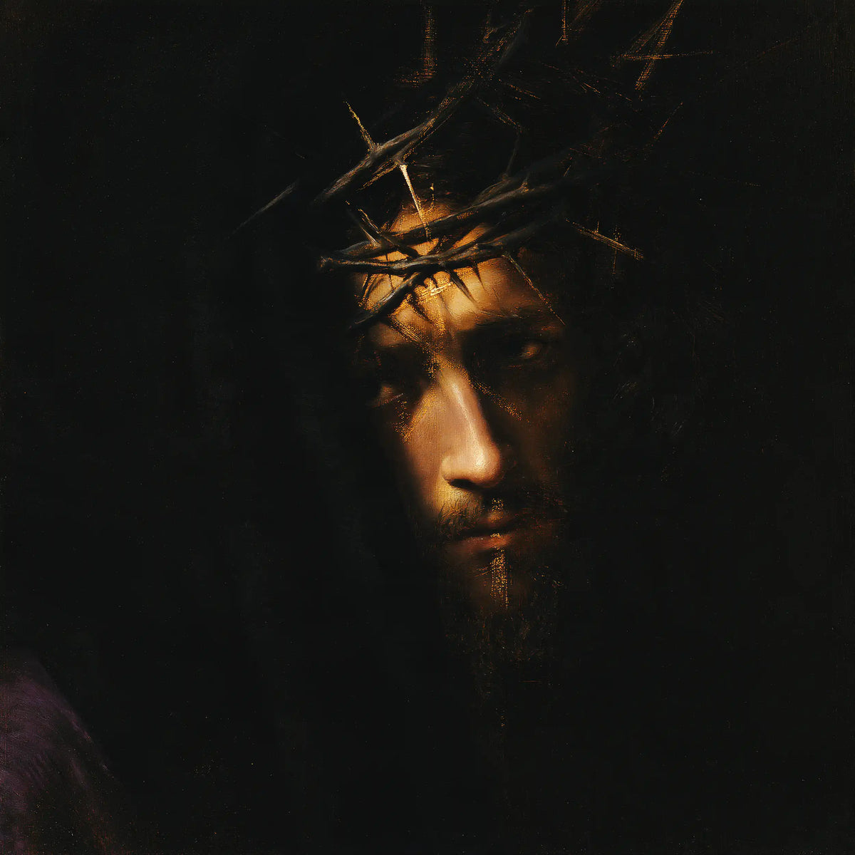 Jésus couronné d’épines — La Lueur close dans le noir