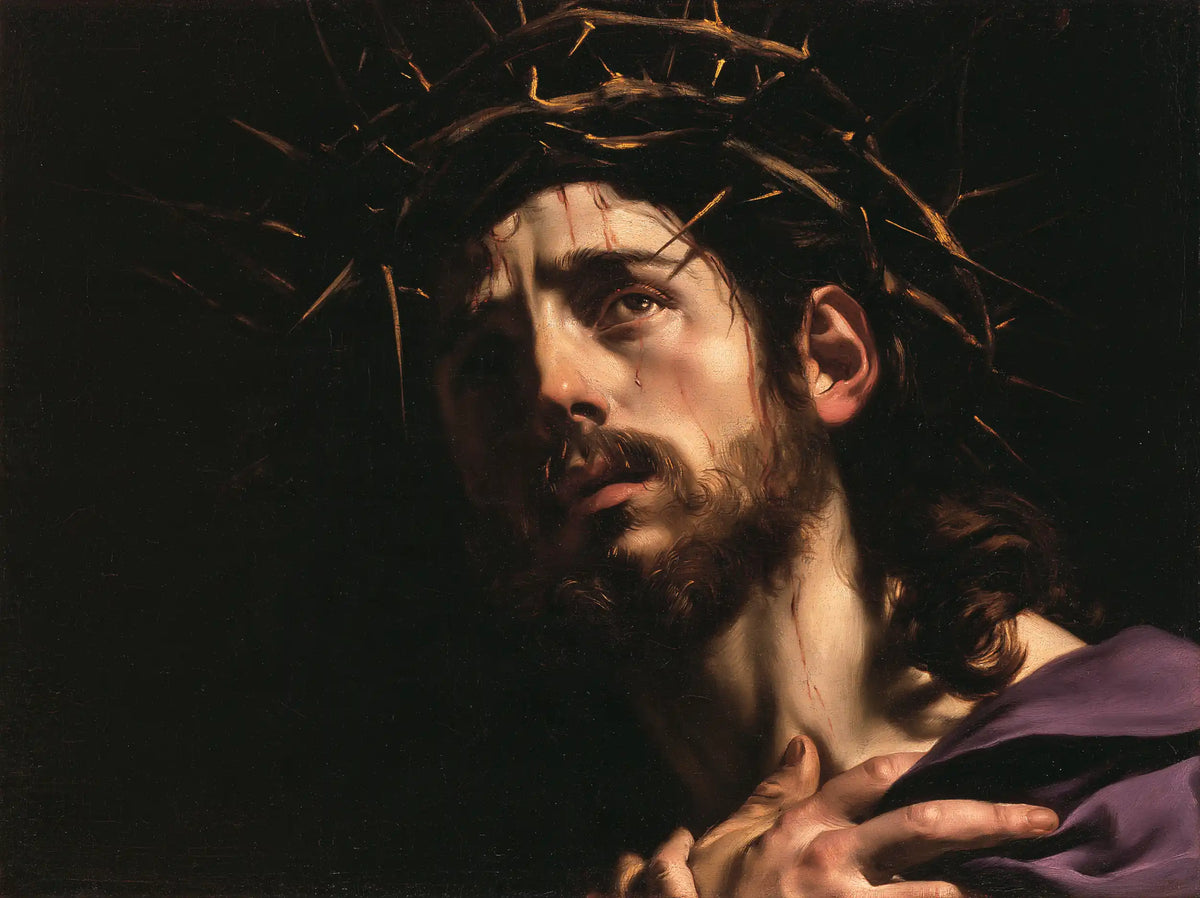 Jésus couronné d’épines — Le Cœur sous les doigts étendus
