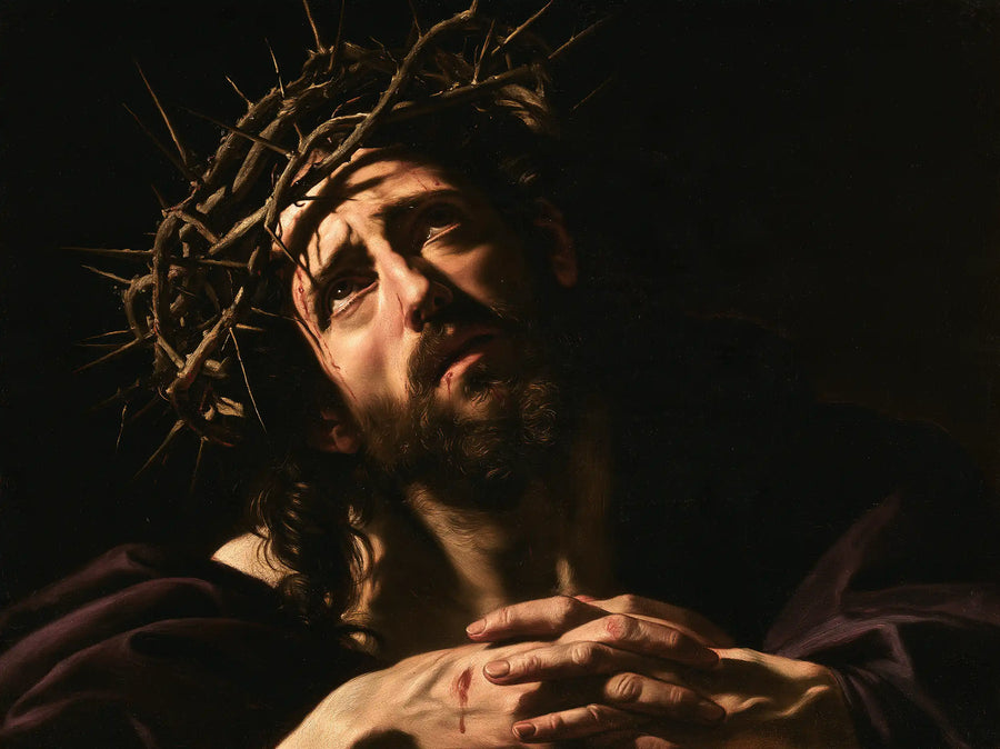 Jésus couronné d’épines — Le Regard au-dessus des mains croisées