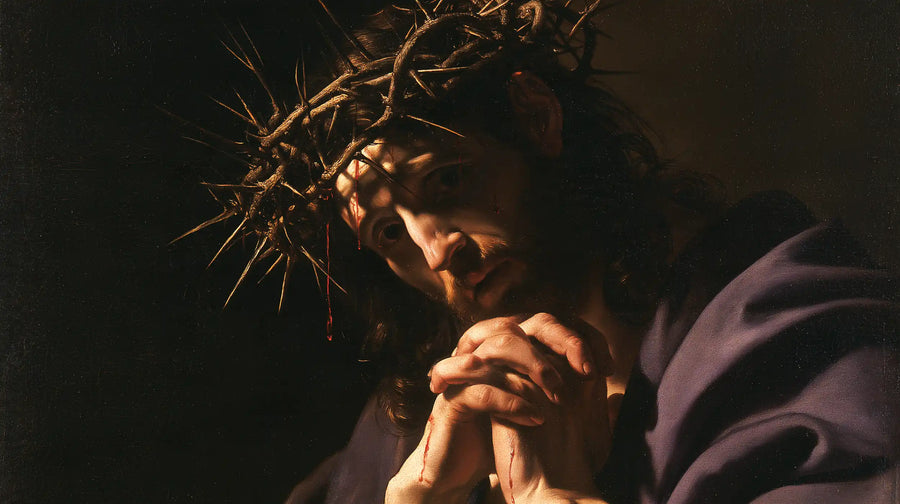 Jésus couronné d’épines — Le Front penché vers les doigts