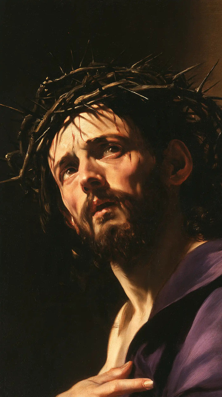 Jésus couronné d’épines — La Main fidèle sur la poitrine