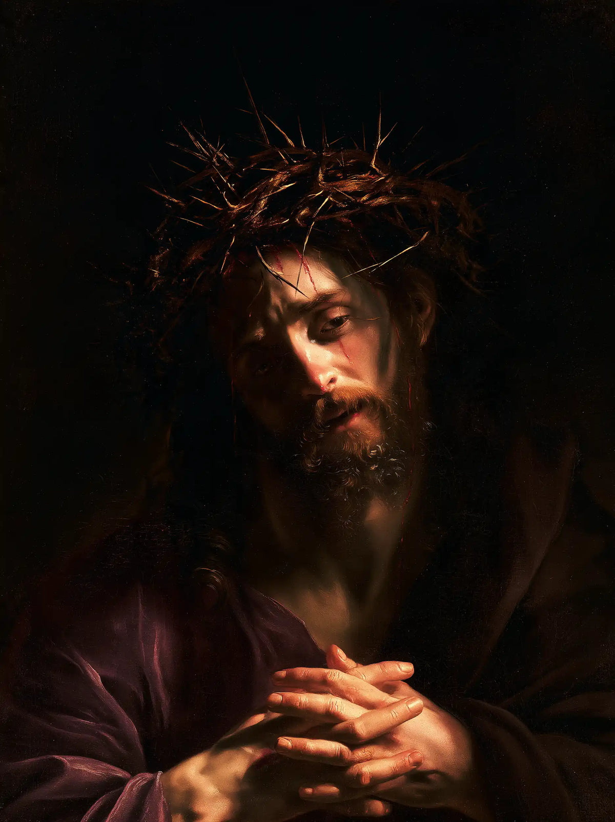 Jésus couronné d’épines — Le Silence aux dix doigts réunis