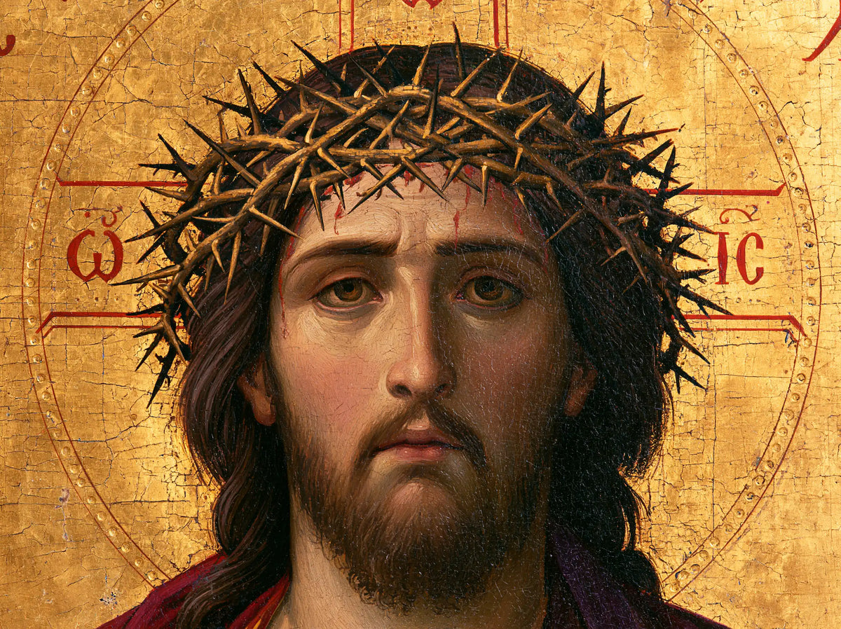 Jésus couronné d’épines — Le Regard dans l’or craquelé