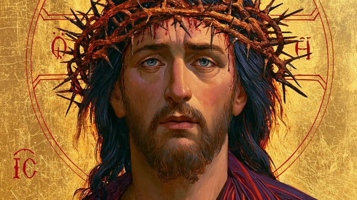Jésus couronné d’épines — Les Yeux bleus dans l’or sacré