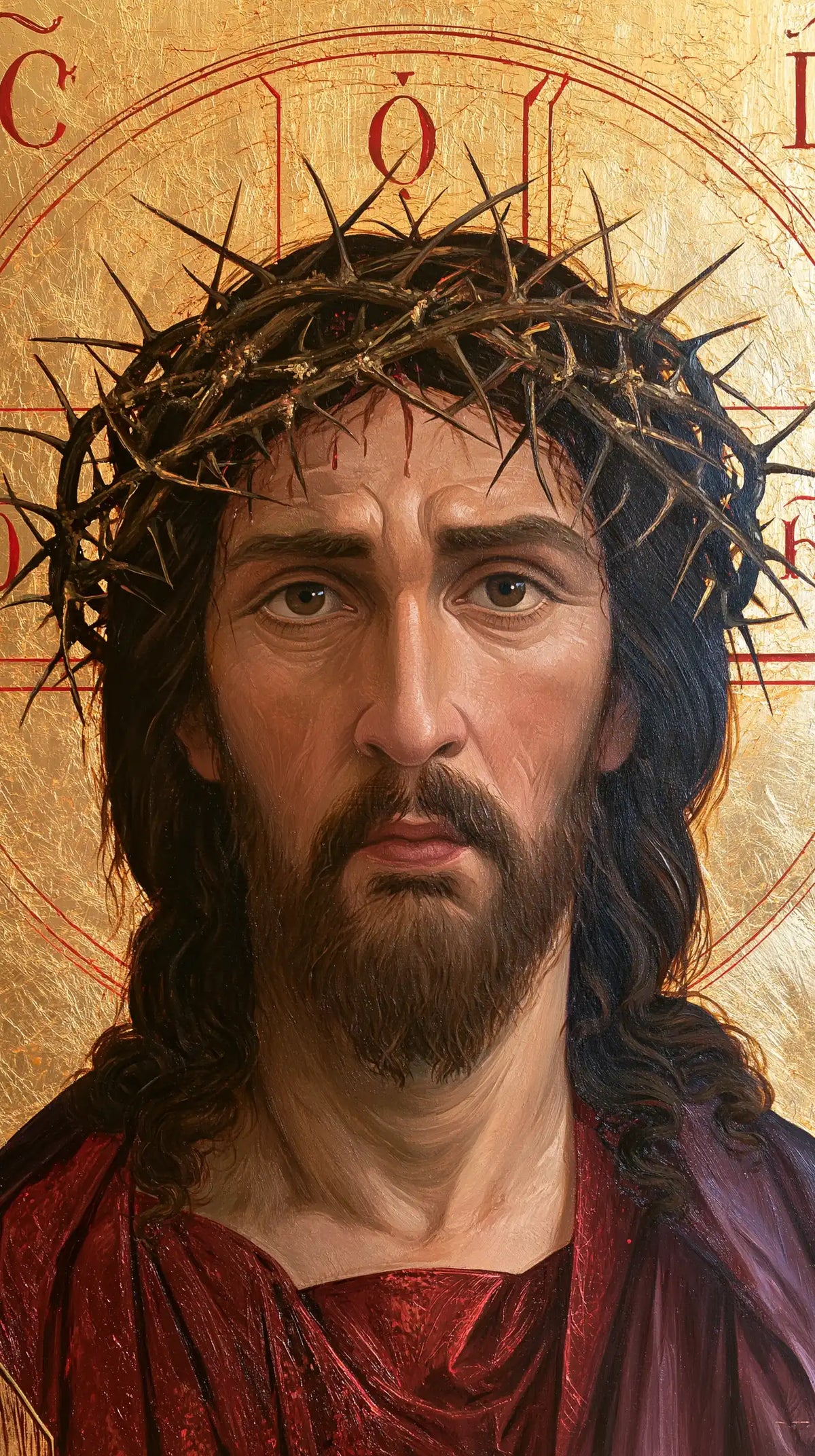 Jésus couronné d’épines — Le Rouge au pied du nimbe
