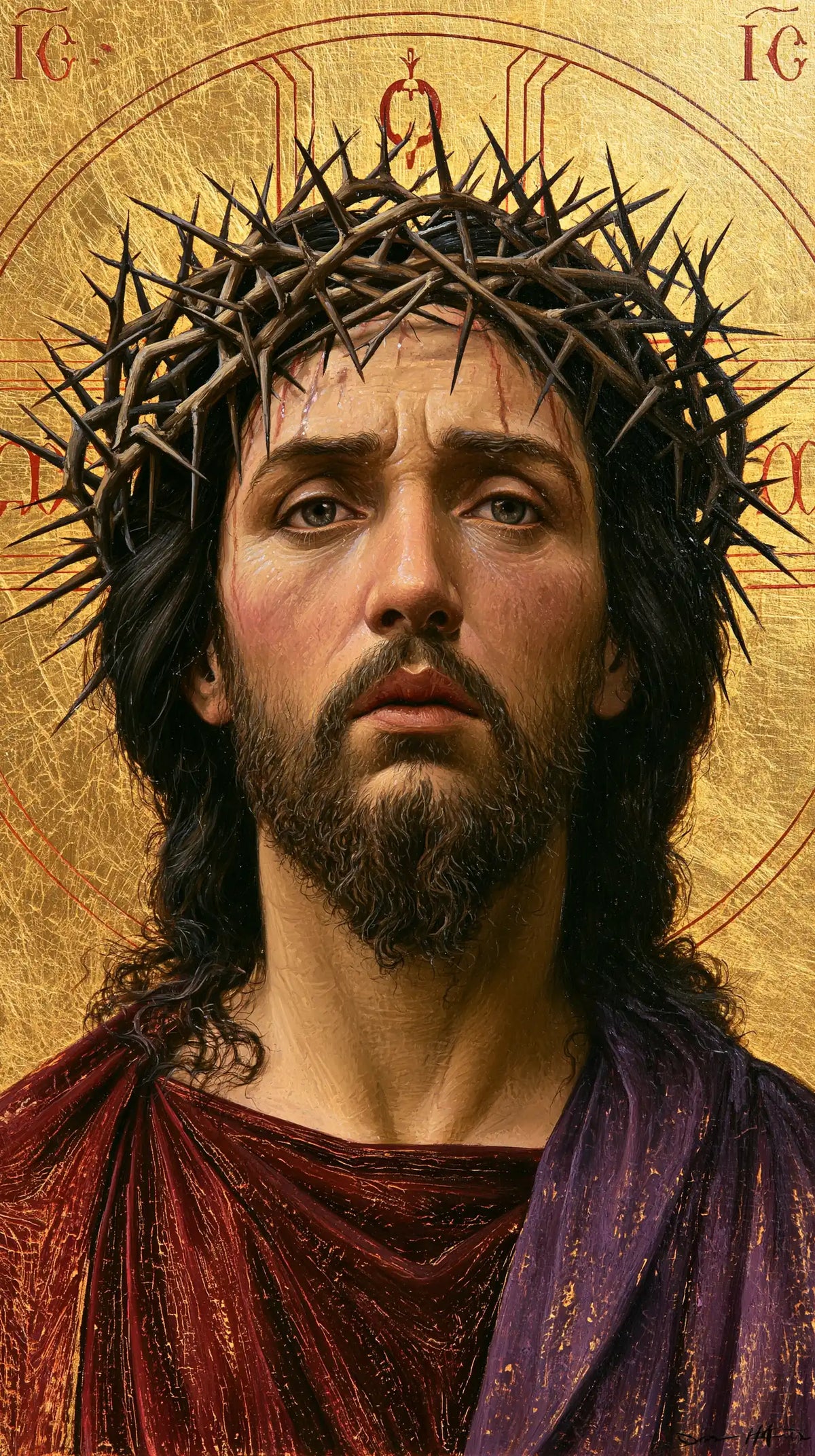 Jésus couronné d’épines — La Couronne aux fines pointes dressées