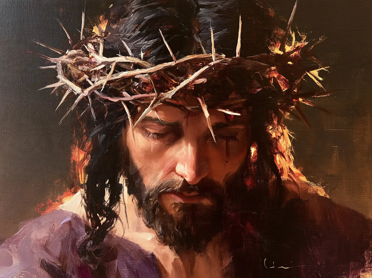 Jésus couronné d’épines — Le Front baissé aux reflets de braise