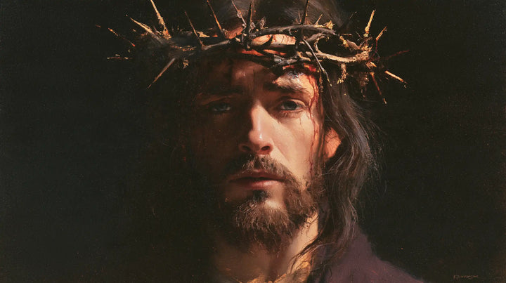 Jésus couronné d’épines — La Présence sur le fond de cendre