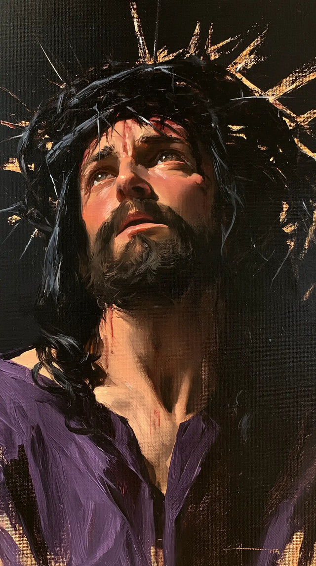 Jésus couronné d’épines — Le Cou tendu sous la couronne noire