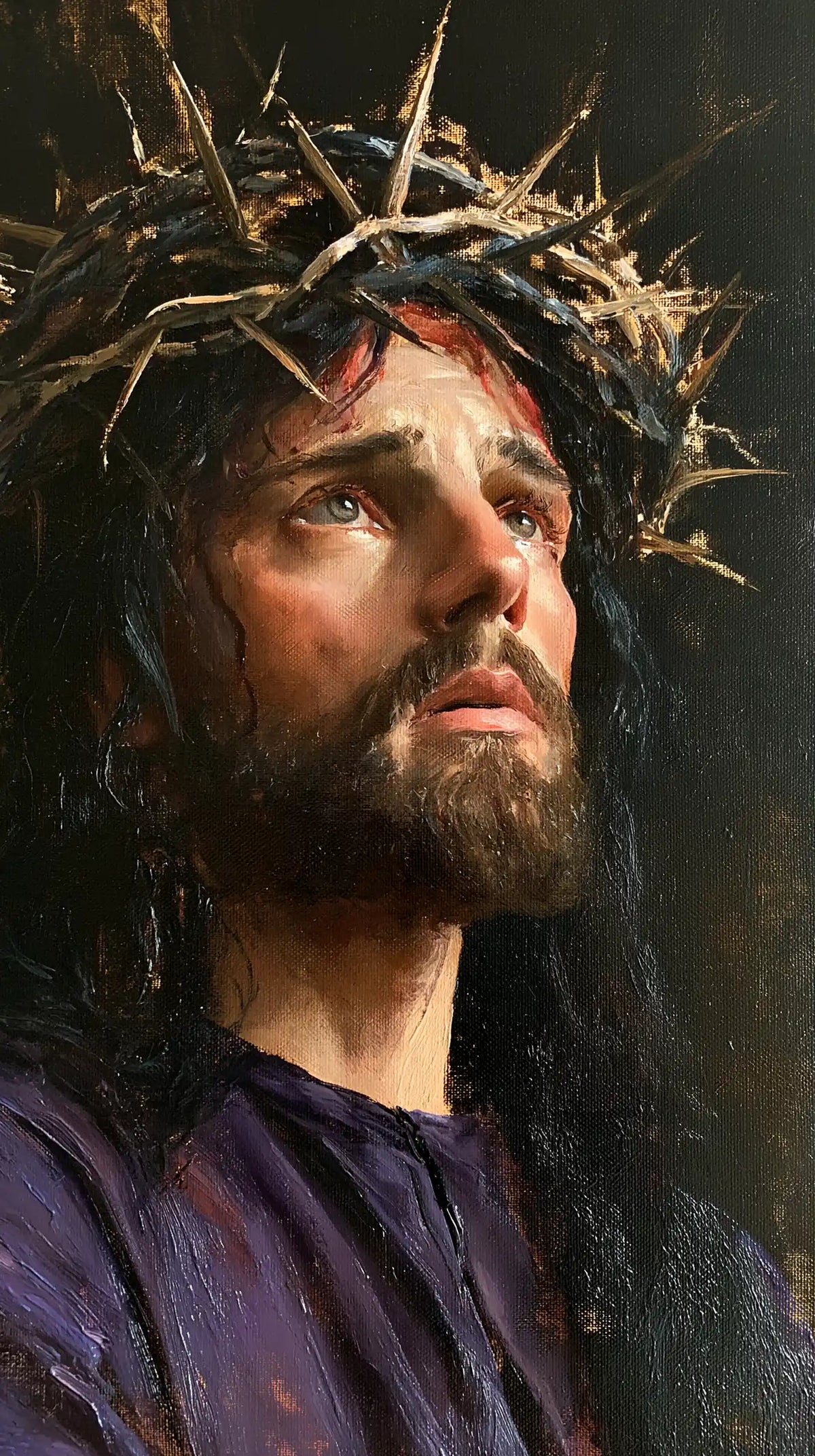 Jésus couronné d’épines — Le Profil tourné vers une clarté lointaine