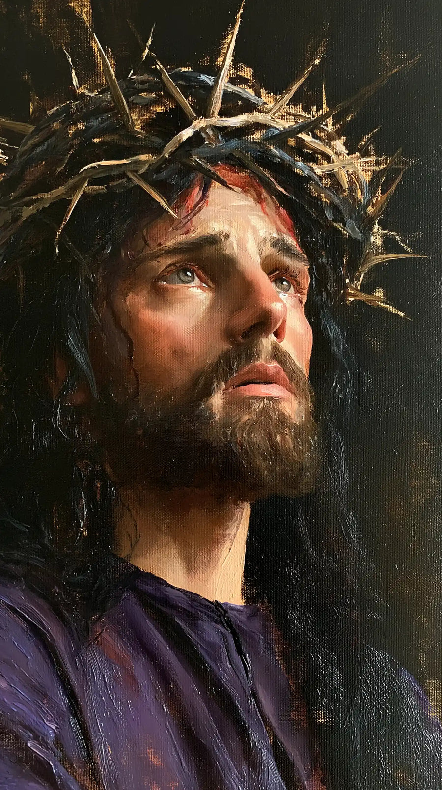 Jésus couronné d’épines — Le Profil tourné vers une clarté lointaine