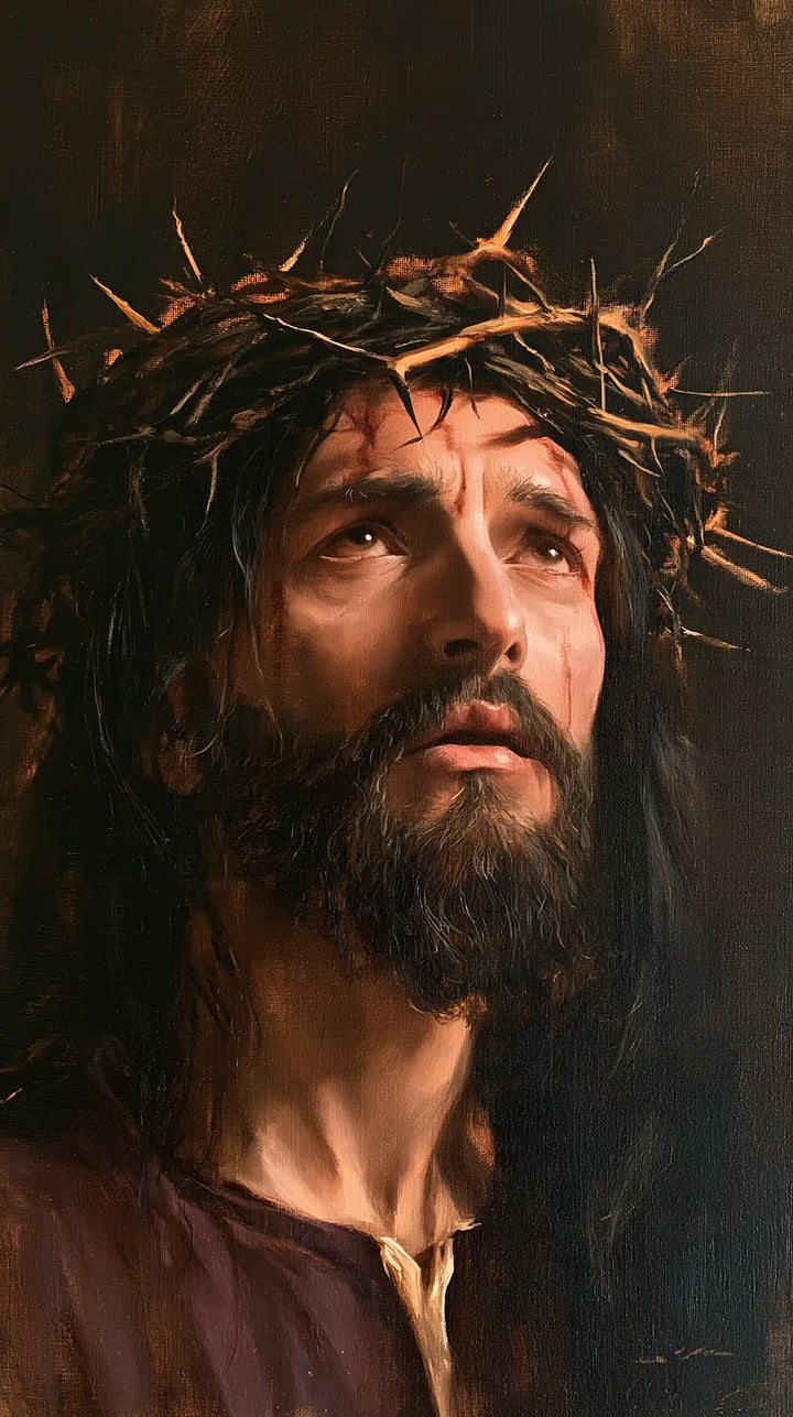 Jésus couronné d’épines — Le Visage dans le brun silencieux