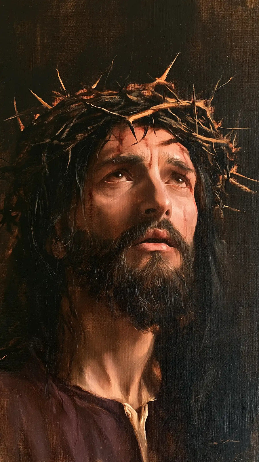 Jésus couronné d’épines — Le Visage dans le brun silencieux