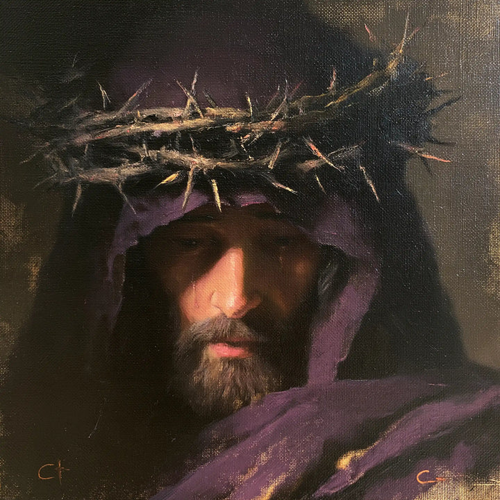 Jésus couronné d’épines — L’Ombre sous le bord du capuchon