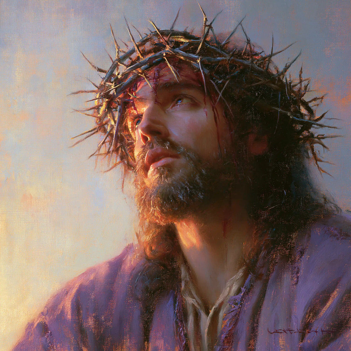 Jésus couronné d’épines — L’Horizon pastel de la Passion