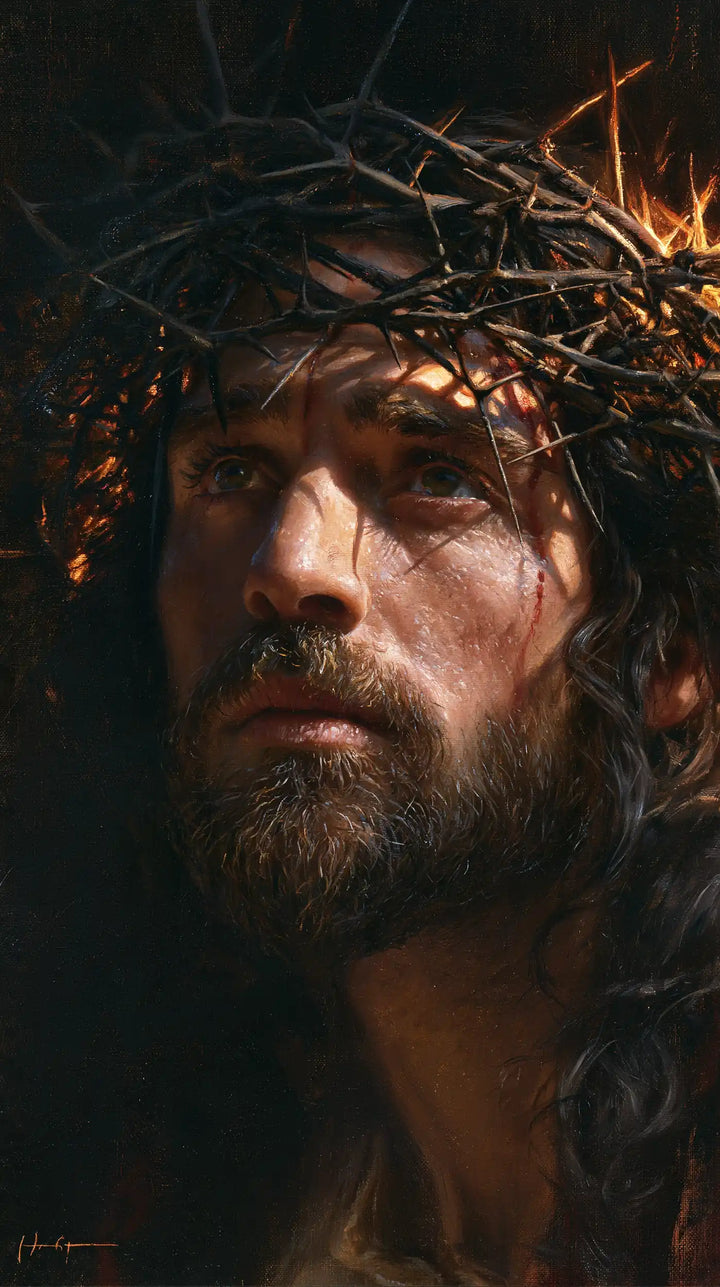 Jésus couronné d’épines — La Couronne au sommet du bleu sombre