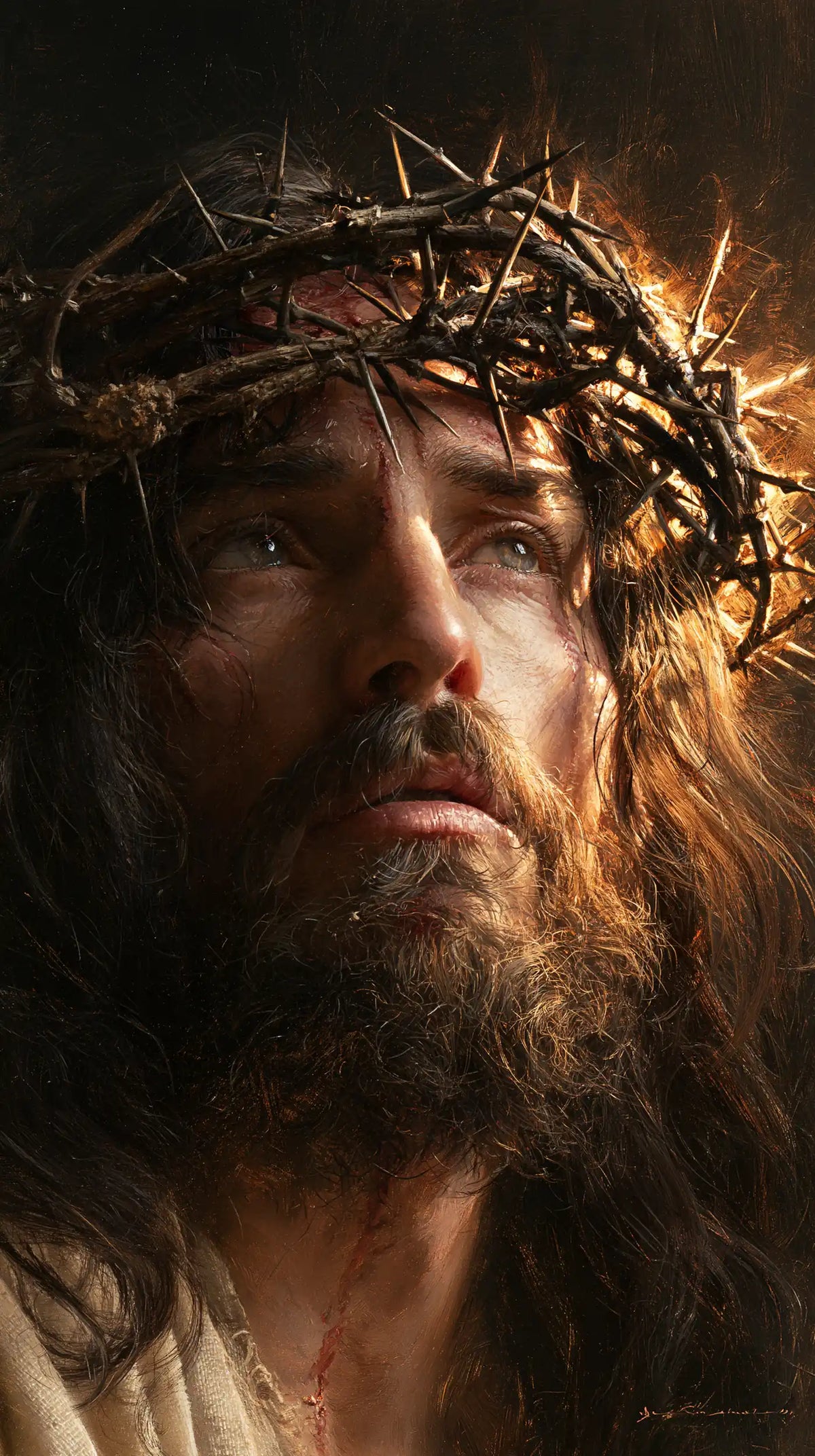 Jésus couronné d’épines — La Barbe dorée par le rayon