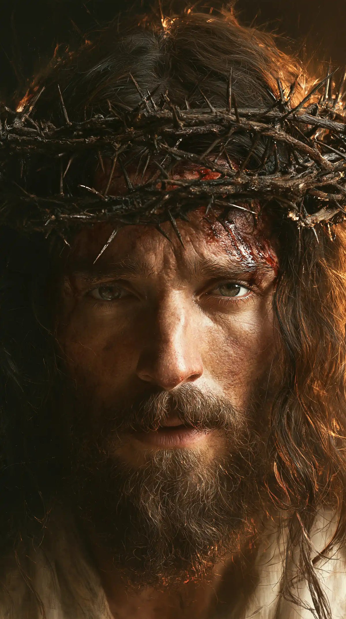 Jésus couronné d’épines — Le Regard bleu dans la couronne basse
