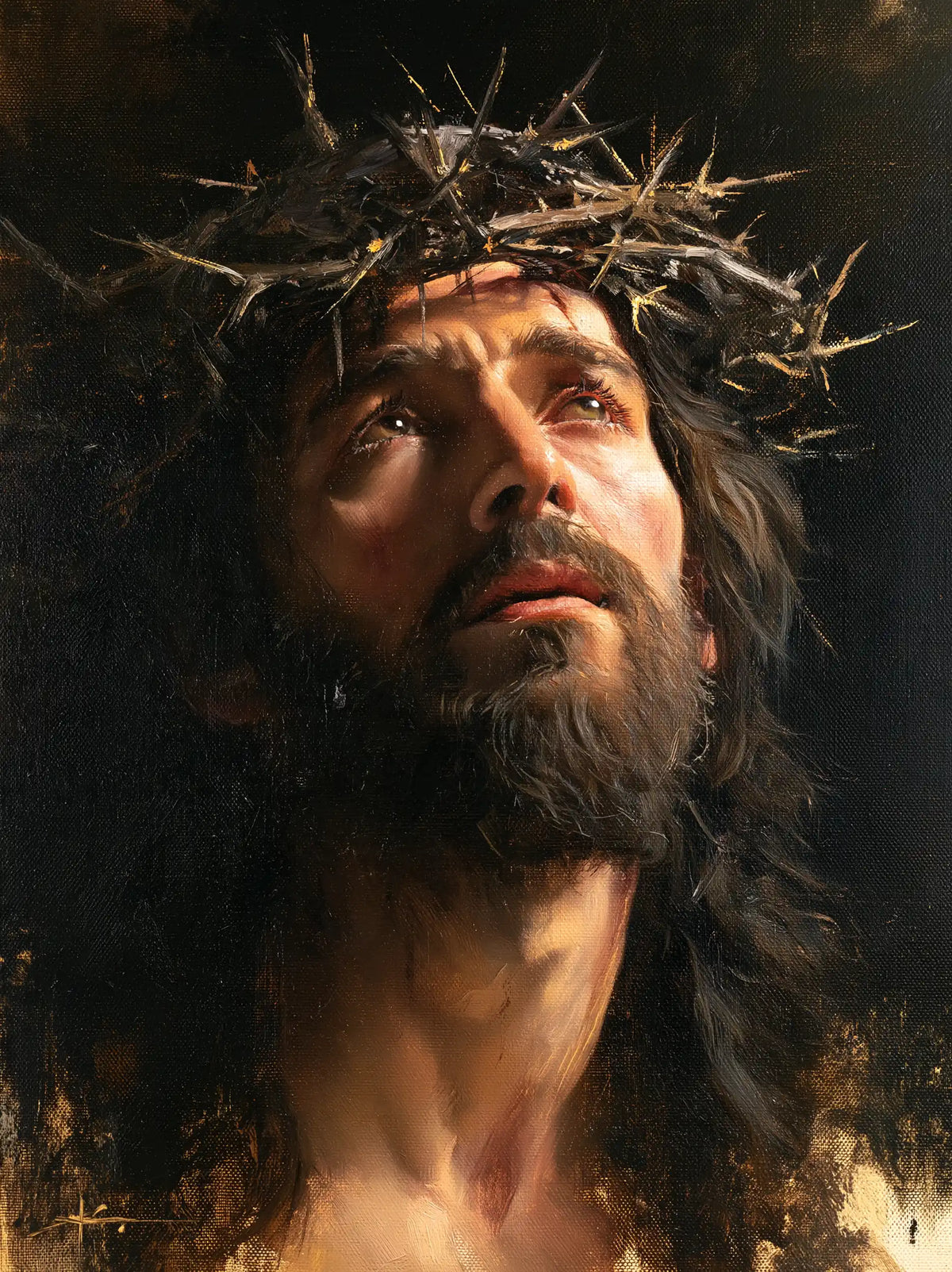 Jésus couronné d’épines — Le Cou levé vers l’invisible