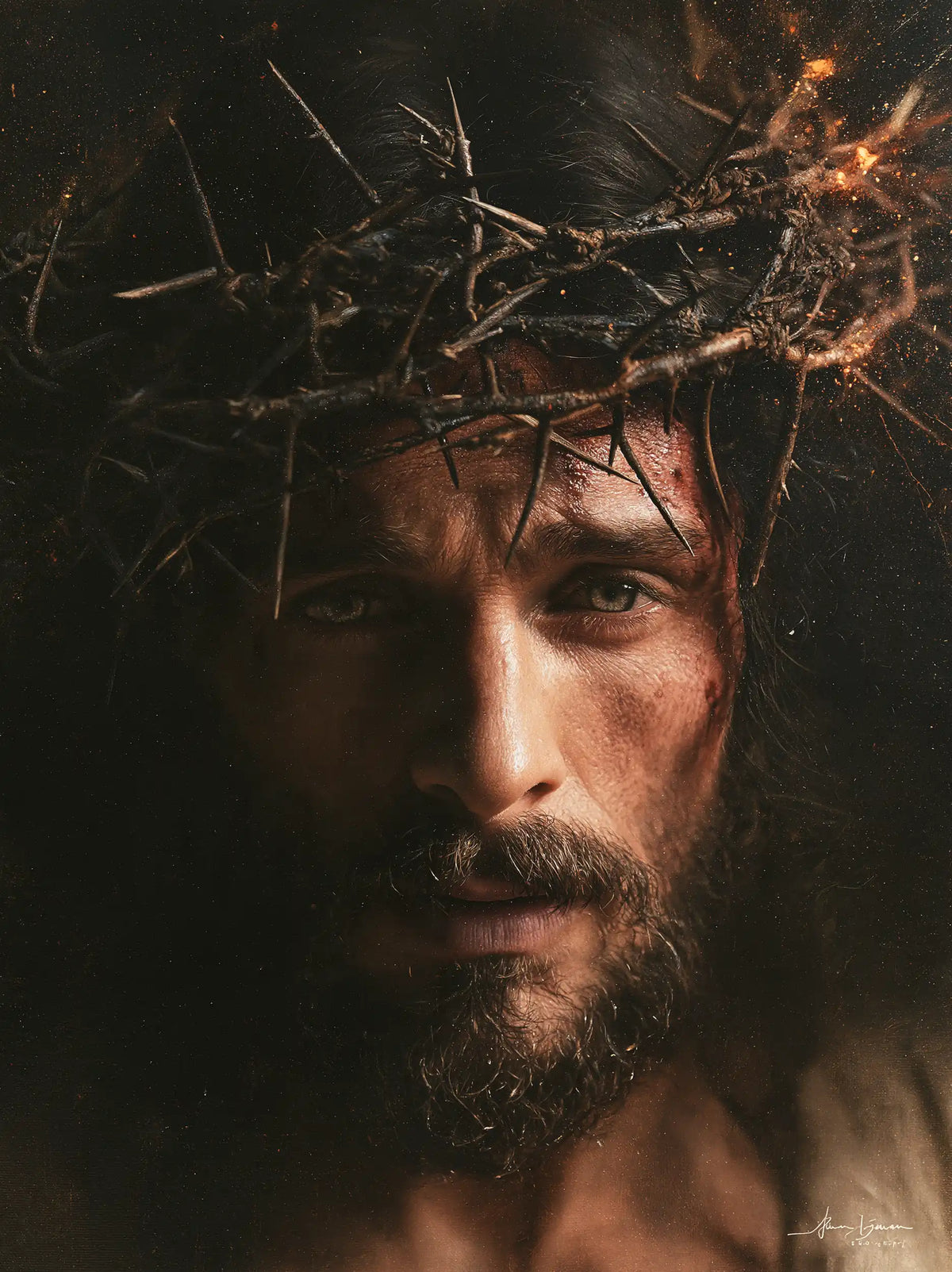Jésus couronné d’épines — Le Regard au milieu des traces d’or