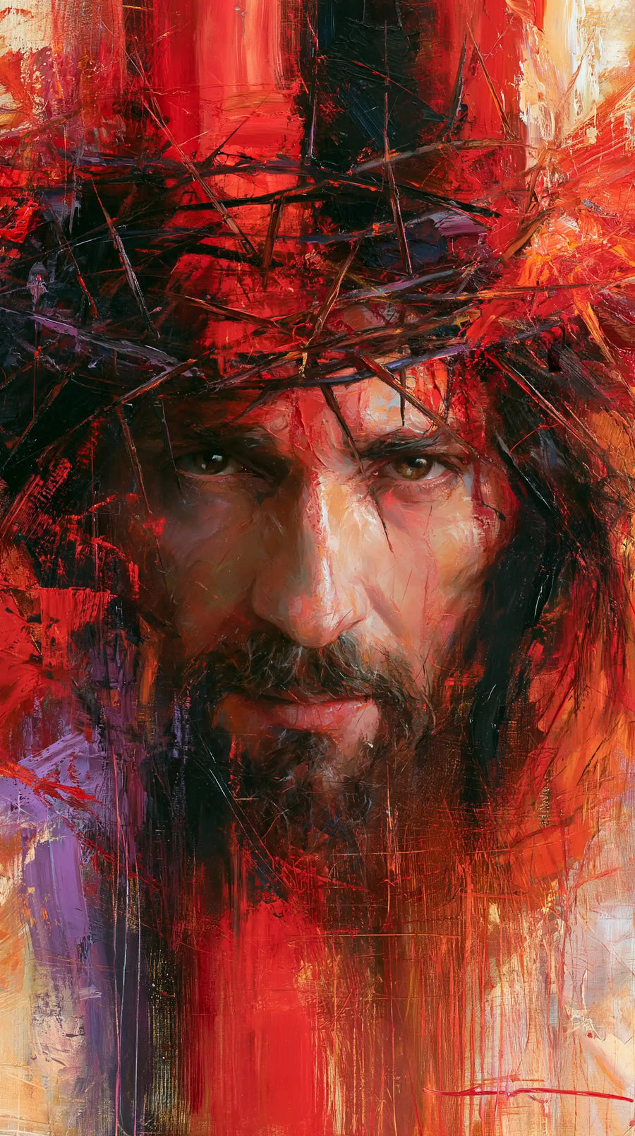 Jésus couronné d’épines — La Présence dans les coulées écarlates