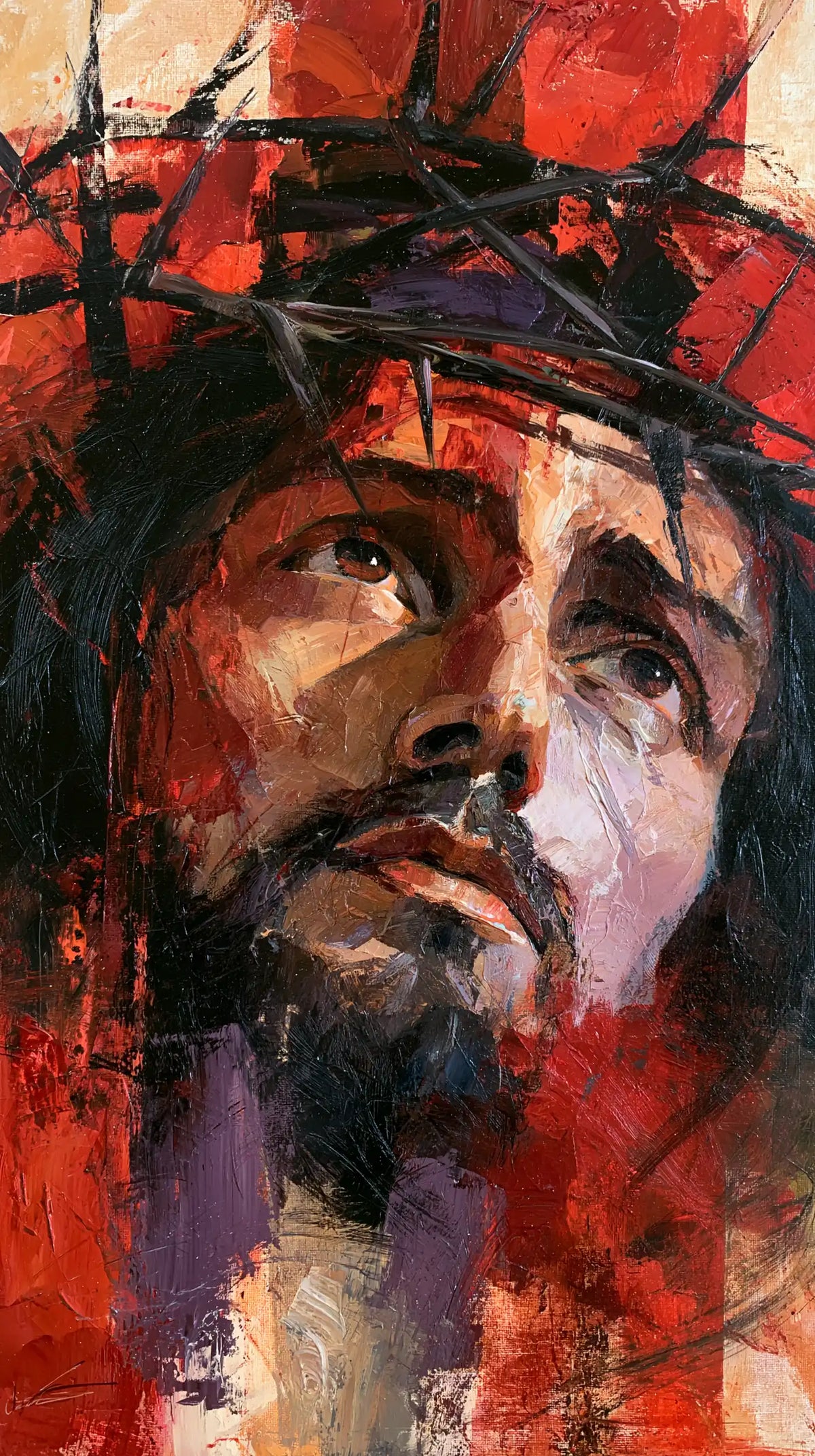 Jésus couronné d’épines — Le Regard oblique aux ombres lilas