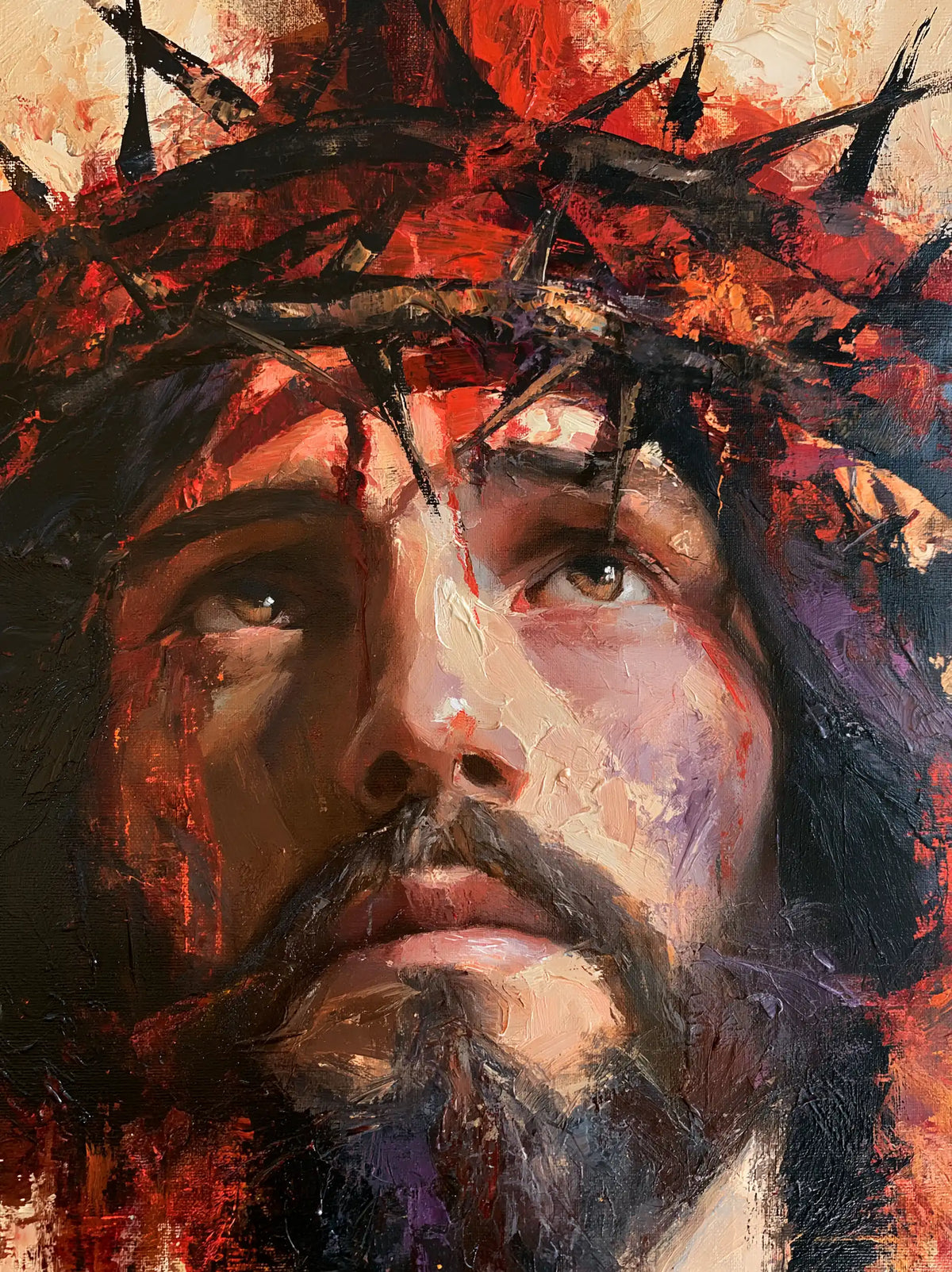 Jésus couronné d’épines — L’Espérance sous les branches écarlates