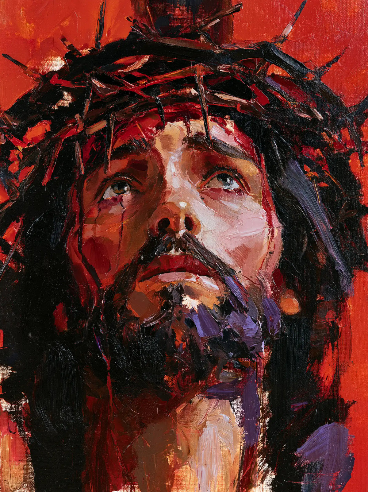 Jésus couronné d’épines — Le Visage au-dessus du fleuve violet