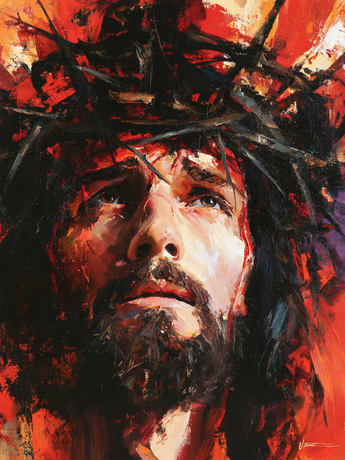Jésus couronné d’épines — Les Yeux sous l’orage de pinceau